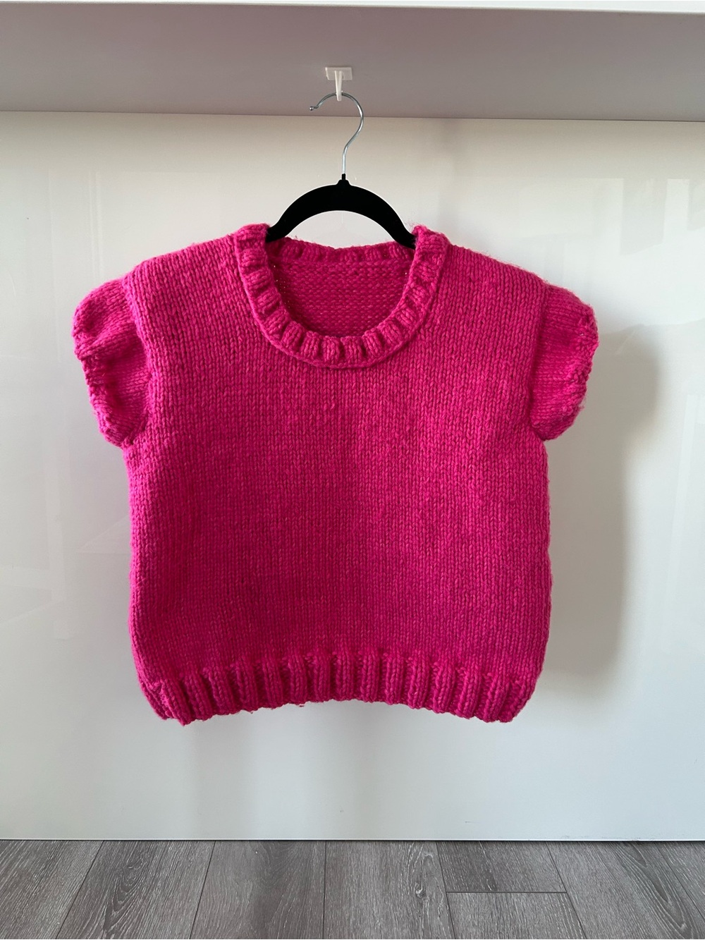 Hand-knitted pink sweater vest size small